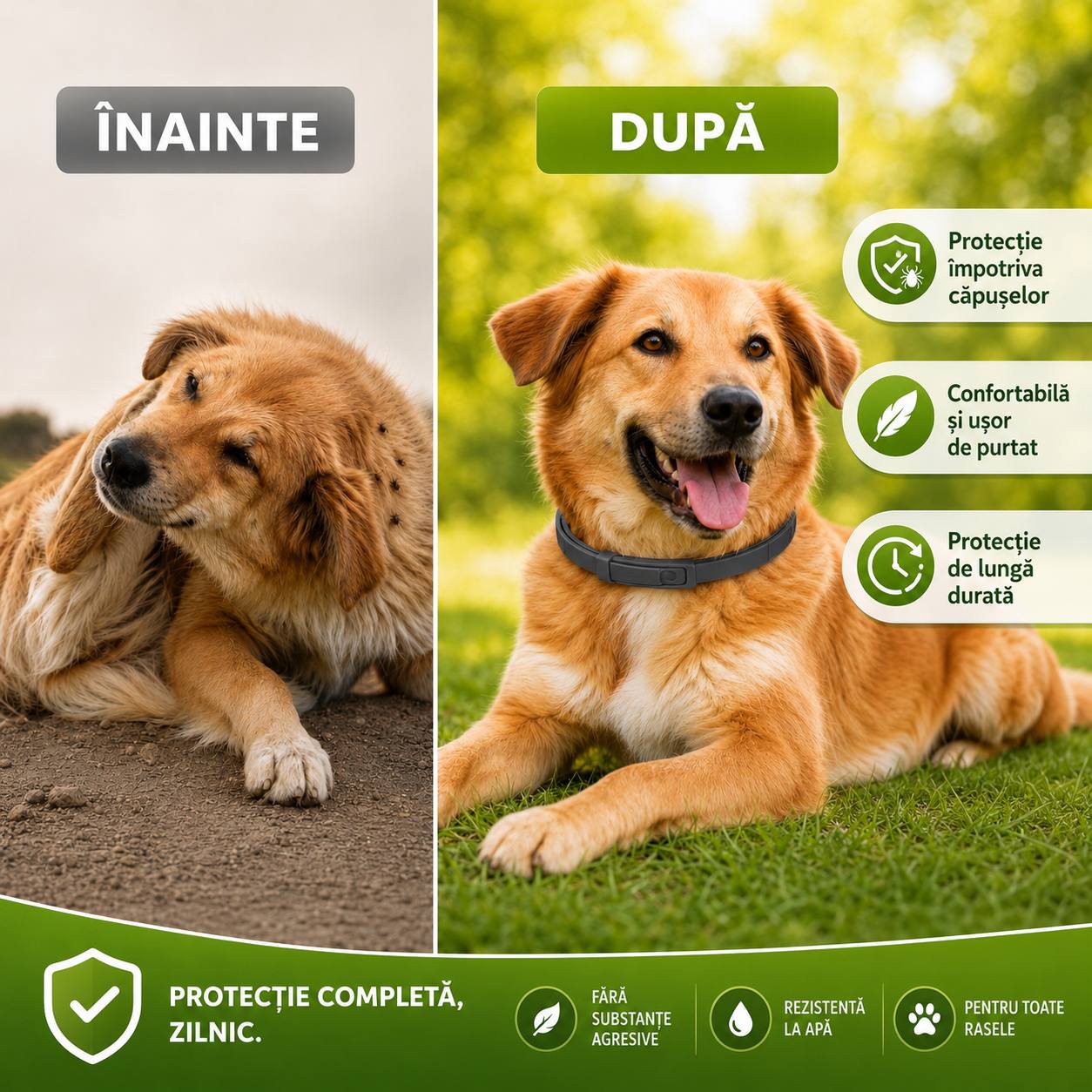 Zgardă anti căpușe cu protecție de 8 luni- Pentru câini și pisici